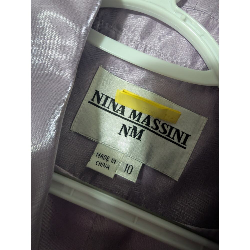 NINA MASSINI! LAVENDER PURPLE SATIN 2 PC JEWELED BUTTON SKIRT, JACKET SUIT! 10 - Picture 12 of 15